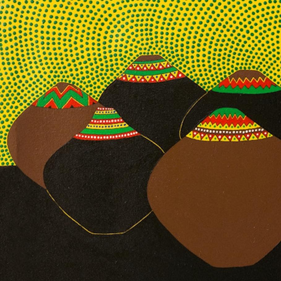 Ukuvova (per filtrare o spremere) - Painting Puntinismo di Sibusiso Duma 