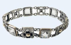 Sibyl Dunlop Signed Rock Crystal Sterling and Gold Bracelet C.1960