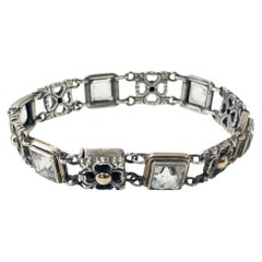 Sibyl Dunlop Signed Rock Crystal Sterling and Gold Bracelet C.1960