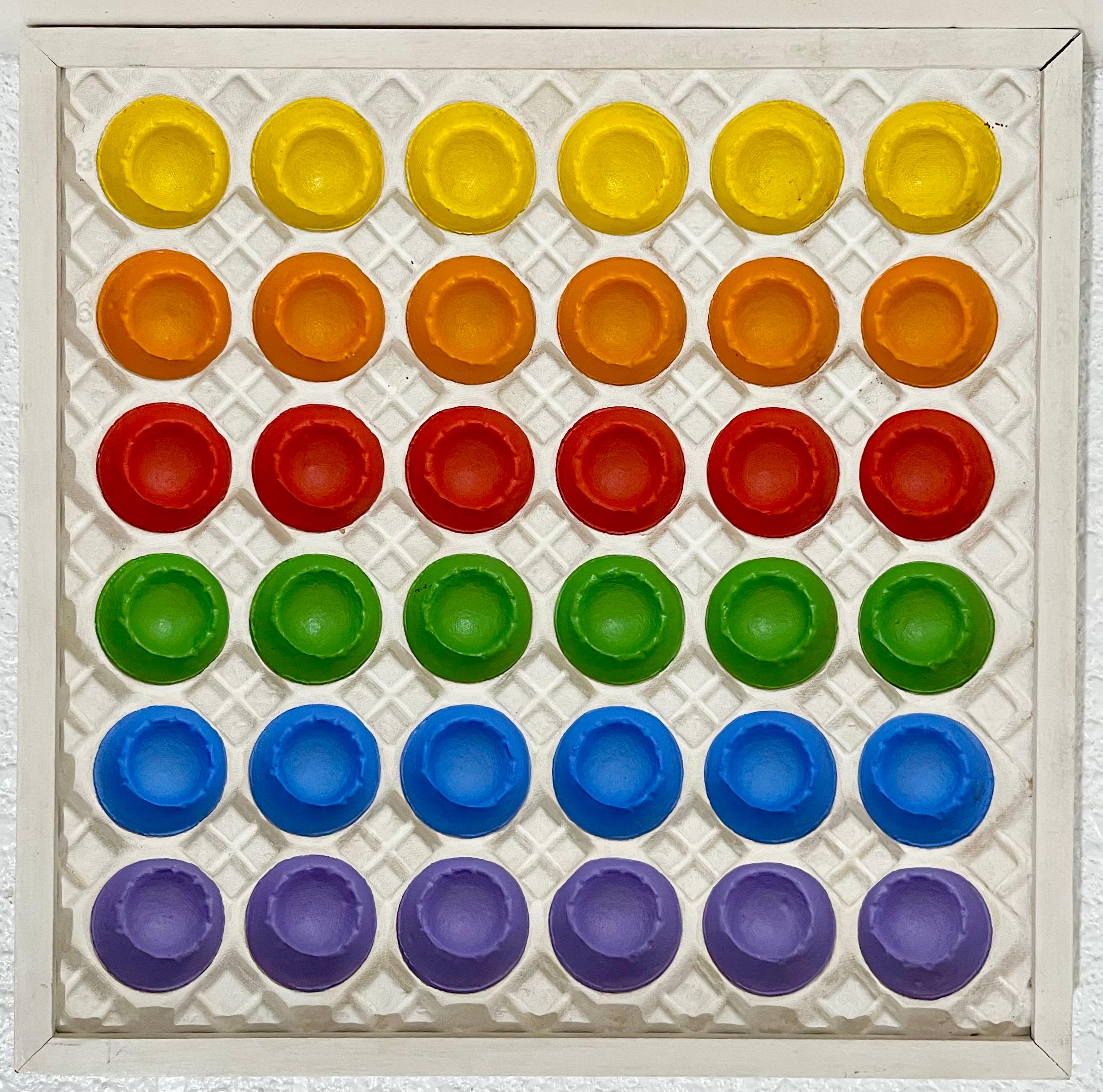 Pintura en acuarela de los años 70 Op Art Teoría minimalista del color Sibyl Edwards, Texas