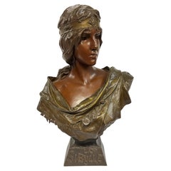 Sibylle Female Bronze Bust Sculpture After Emmanuel Villanis