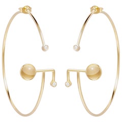 Sibylle von Munster Angle Hoop Earrings Crystal Rock Crystal Cabochon Diamond