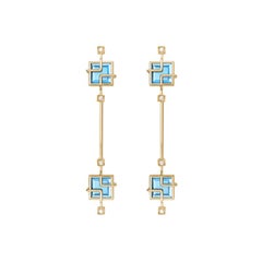 Toccata Earrings Topaz and Diamond in Yellow Gold 18 Karat