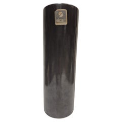 SICART Italy Cylinder Vase, matte black ceramic vase in a 1970s space-age style