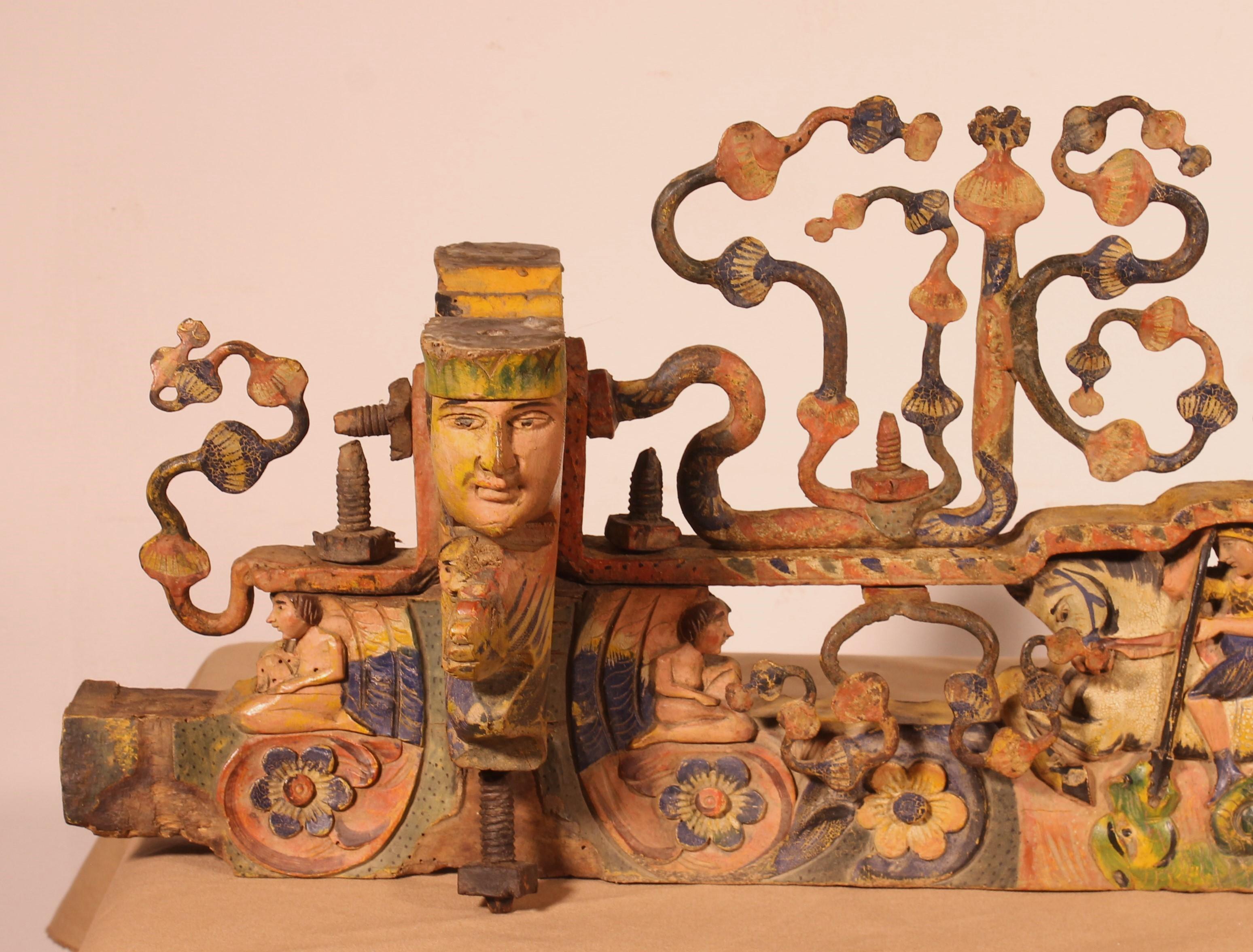 Aesthetic Movement Sicilian Cart Axle Representing St George Polychrome Wood And Wrought Iron - 19t