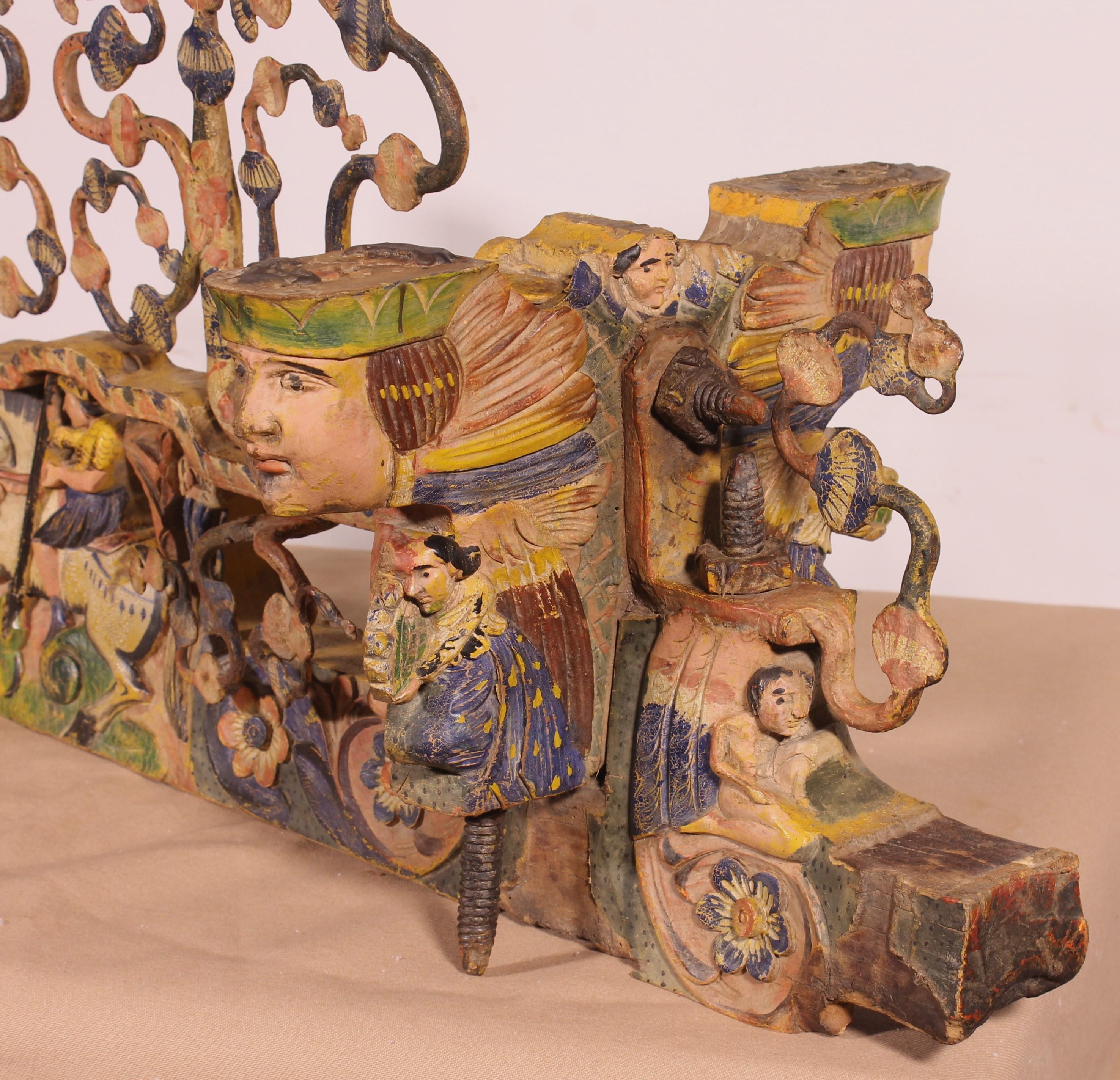 Sicilian Cart Axle Representing St George Polychrome Wood And Wrought Iron - 19t 3