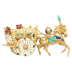 Sicilian Cart Vintage Brooch