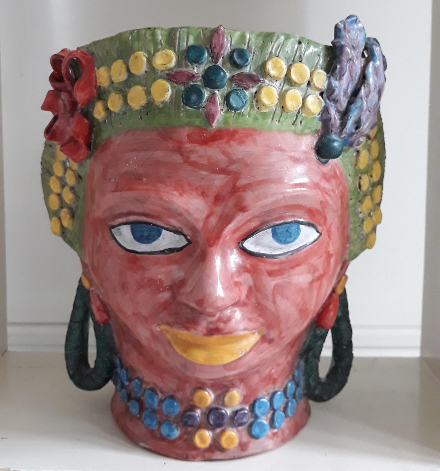 Vase en céramique sicilienne Testa Siciliana, fabriqué à la main à Taormina en Sicile, 2017 en vente 2