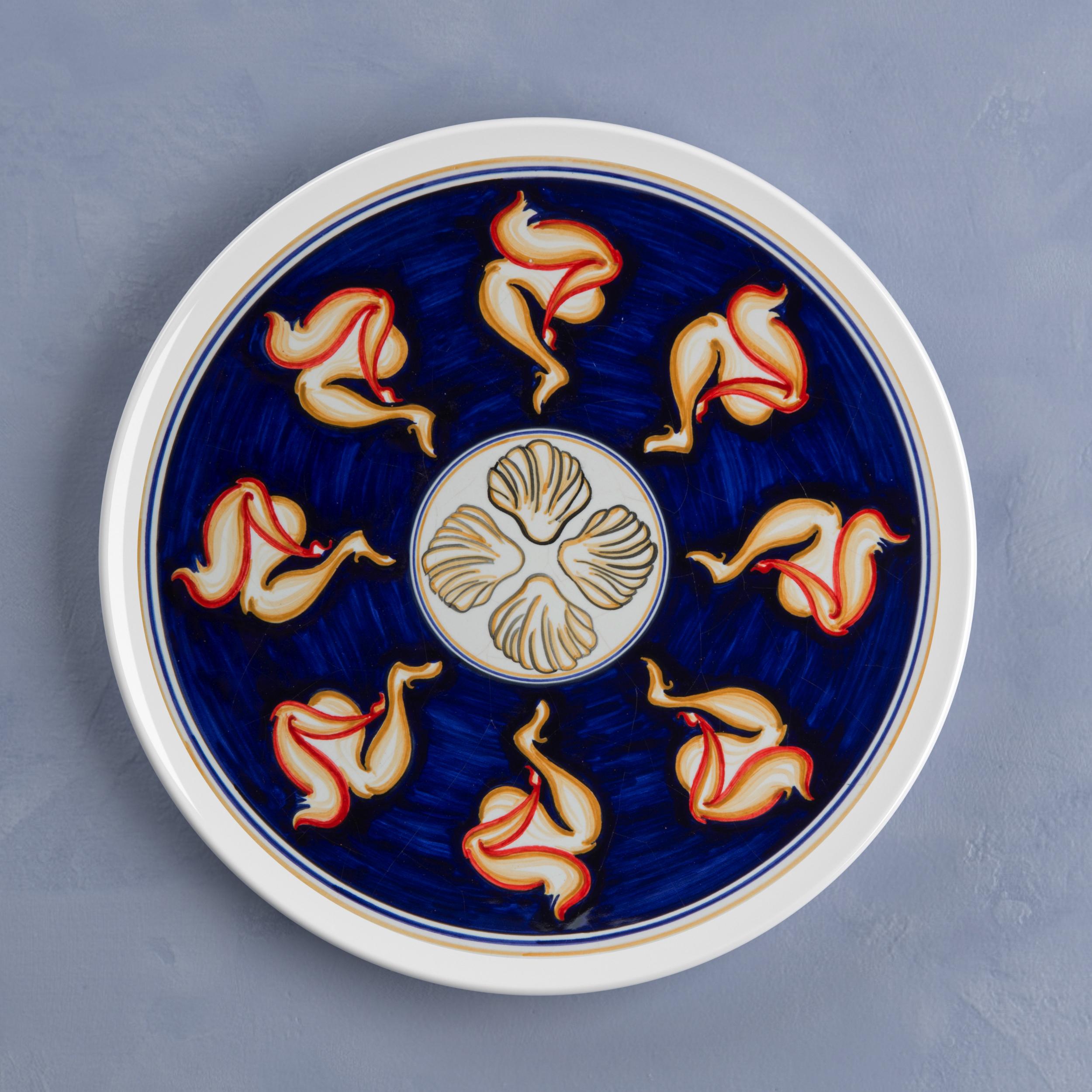 Other Sicilian Clay Hand-Painted Colapesce Dinner Plate, Made in Italy For Sale