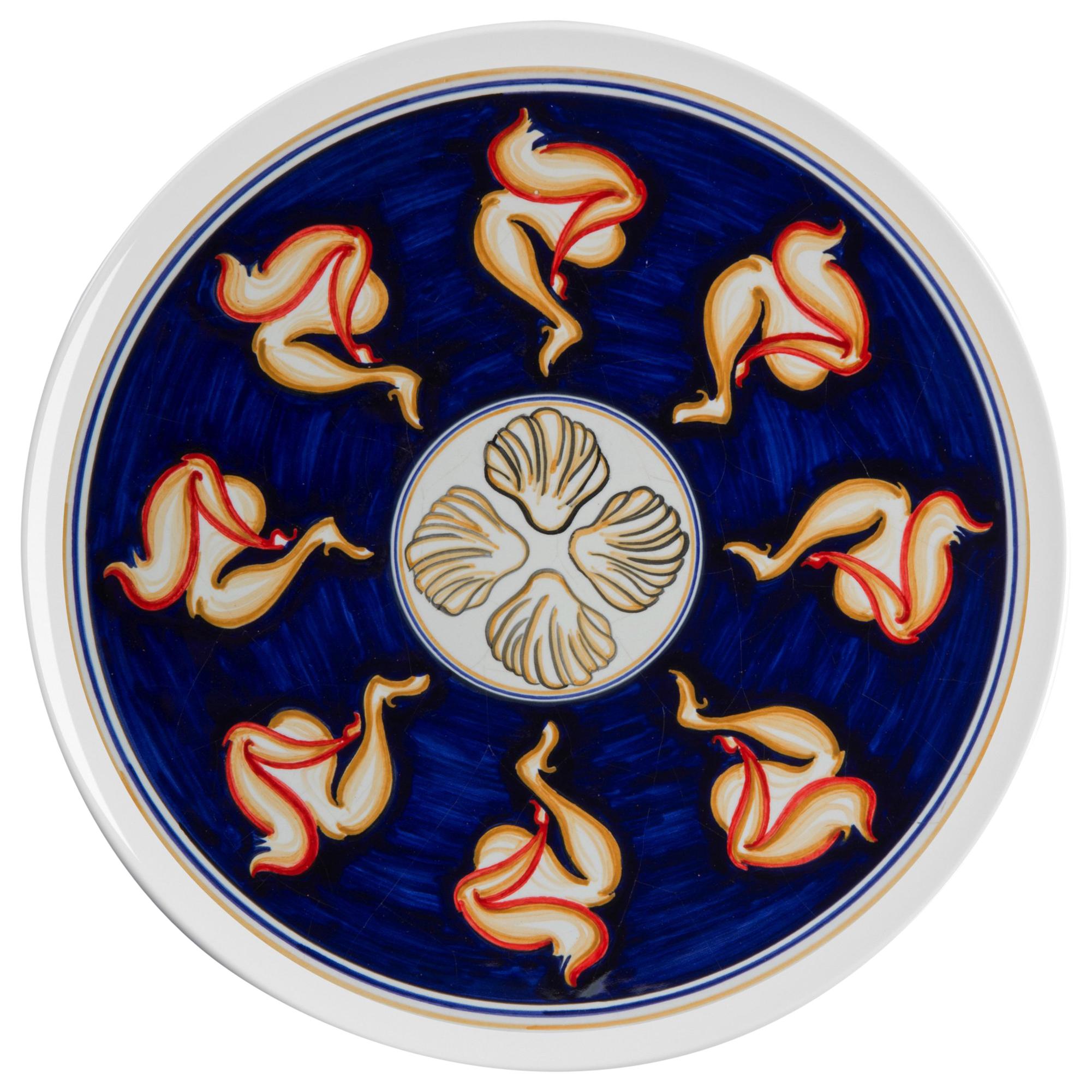 Sicilian Clay Hand-Painted Colapesce Dinner Plate, Made in Italy For Sale