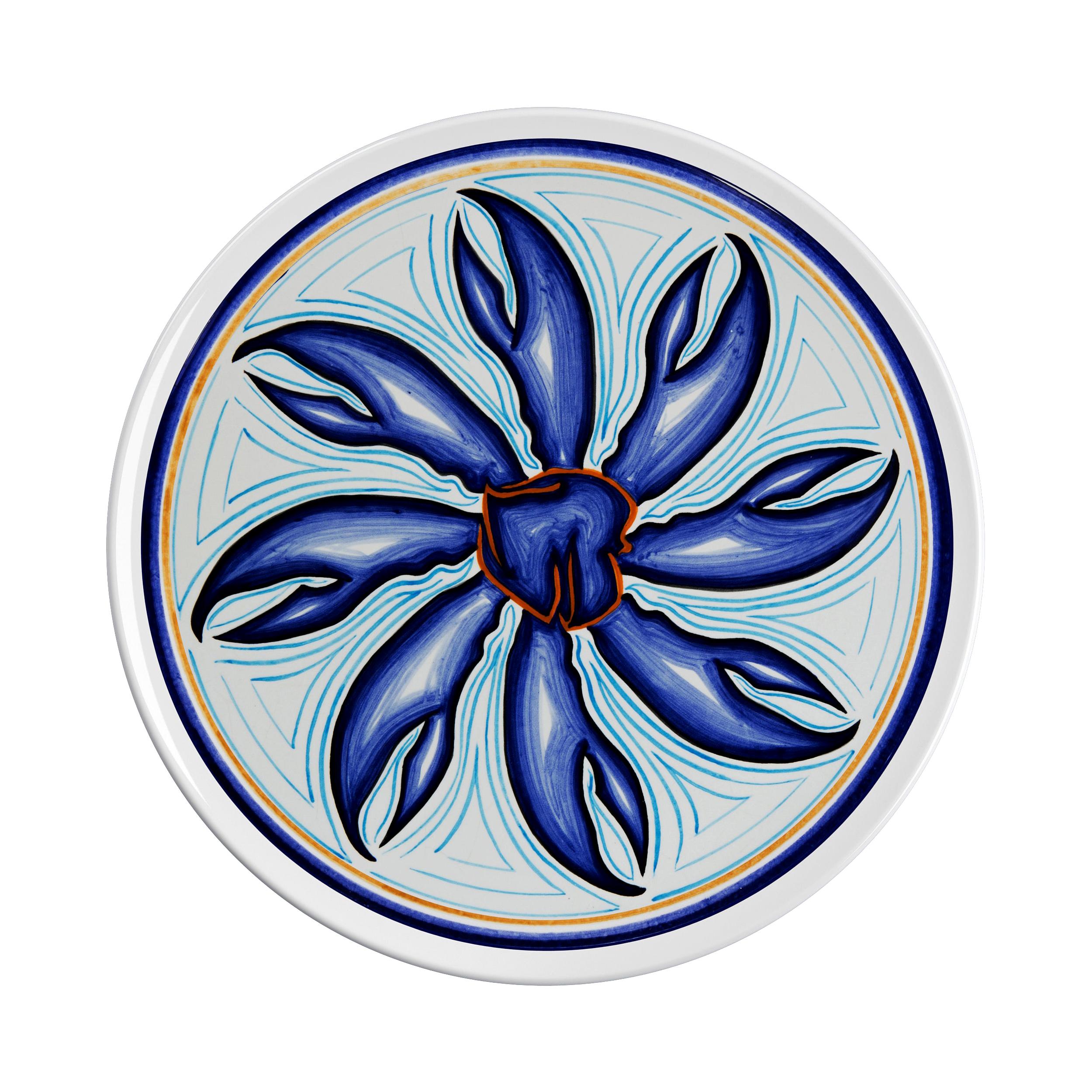 Sicilian Clay Hand Painted Colapesce Dinner Plate, Made in Italy For Sale