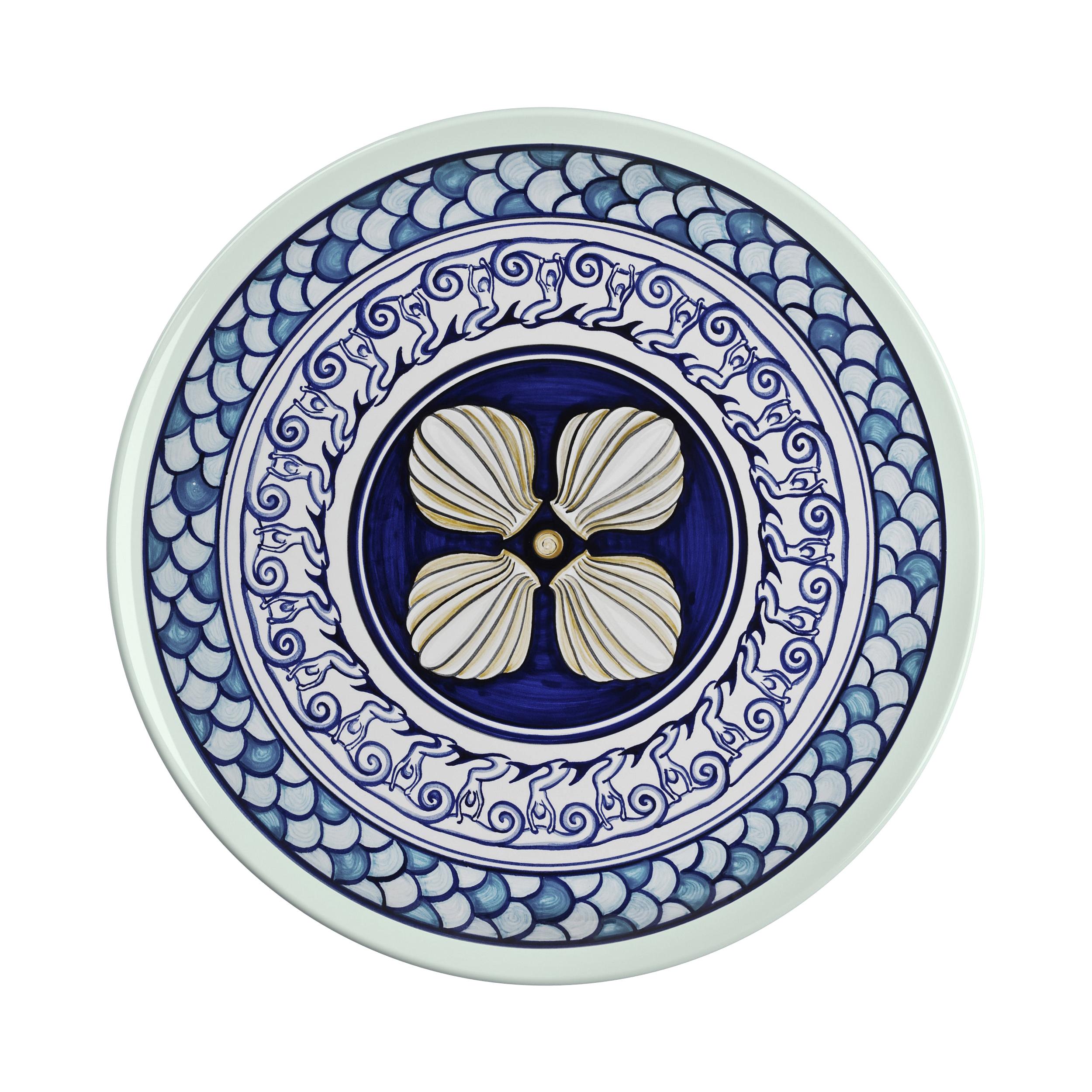 Sicilian Clay Hand Painted Colapesce Dinner Plate, Made in Italy For Sale