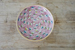 Sicilian Crackle Ceramic Serving Platter – Hand-Painted Pink Fish Design