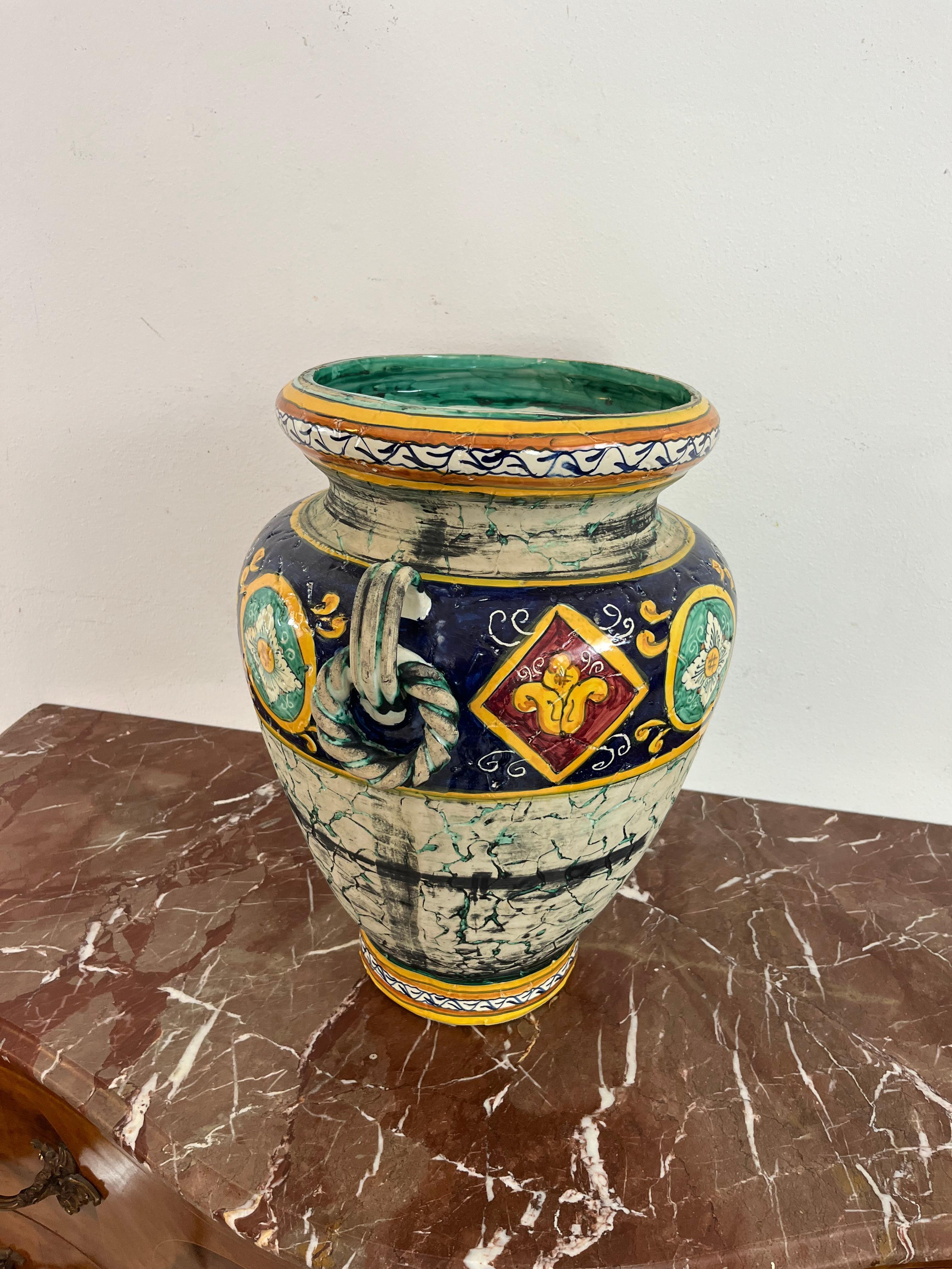 Ceramica Portavaso/ombrelli in ceramica decorata siciliana, Santo Stefano di Camastra, anni '80 in vendita