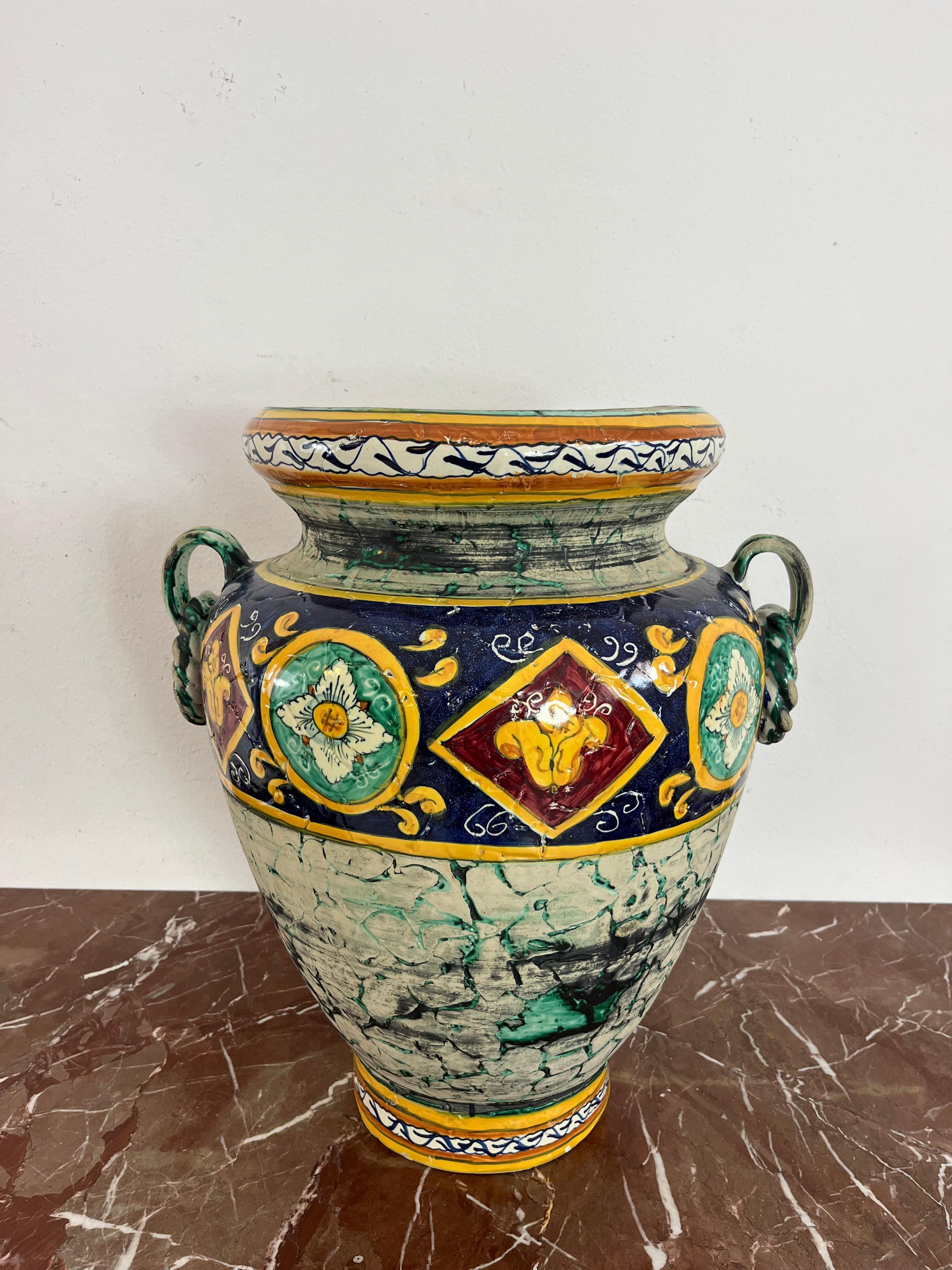 Portavaso/ombrelli in ceramica decorata siciliana, Santo Stefano di Camastra, anni '80 in vendita 1