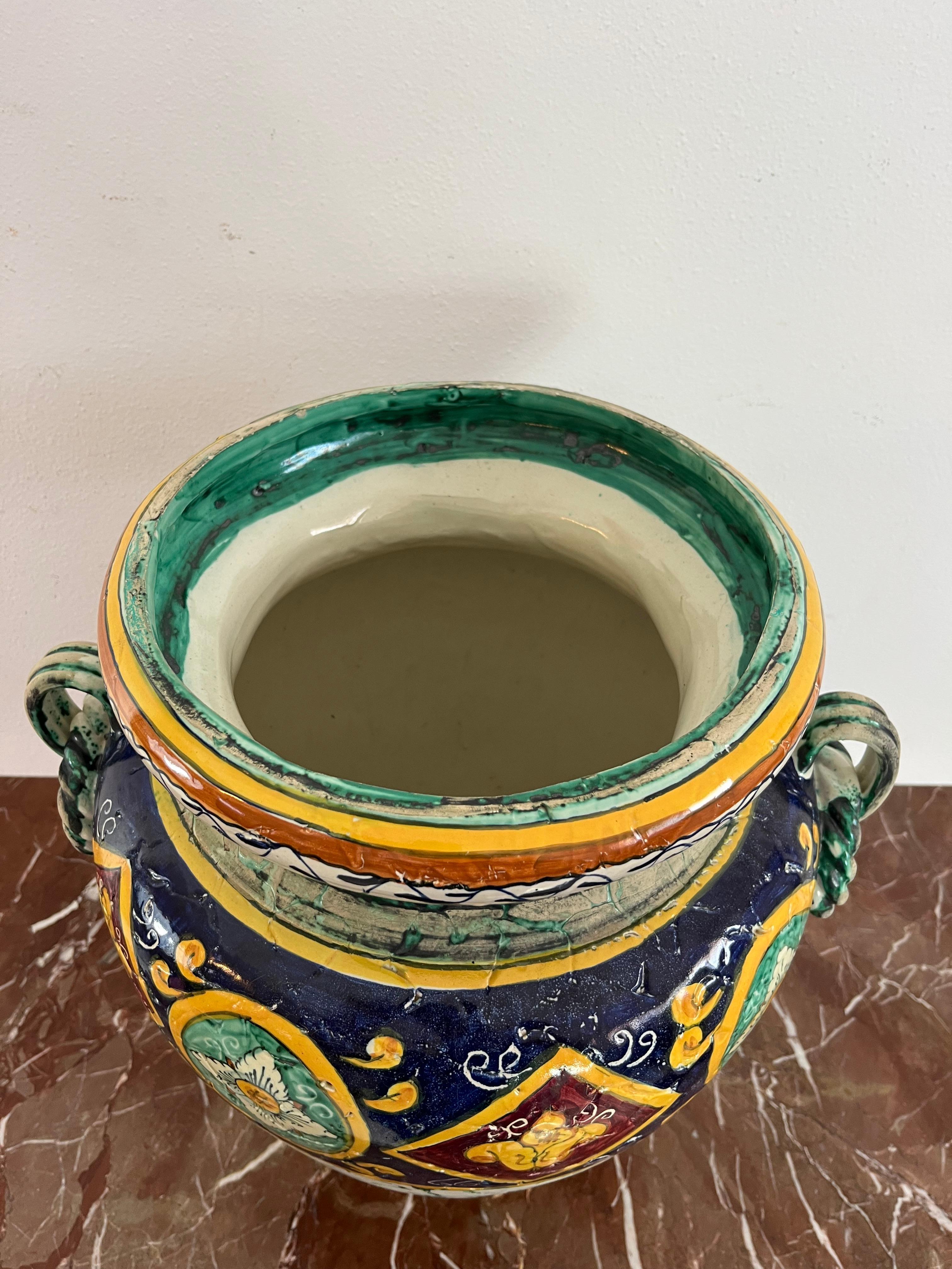 Portavaso/ombrelli in ceramica decorata siciliana, Santo Stefano di Camastra, anni '80 in vendita 2