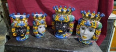Sicilian Handmade Ceramic Large Heads 'Testa di Moro', Italy