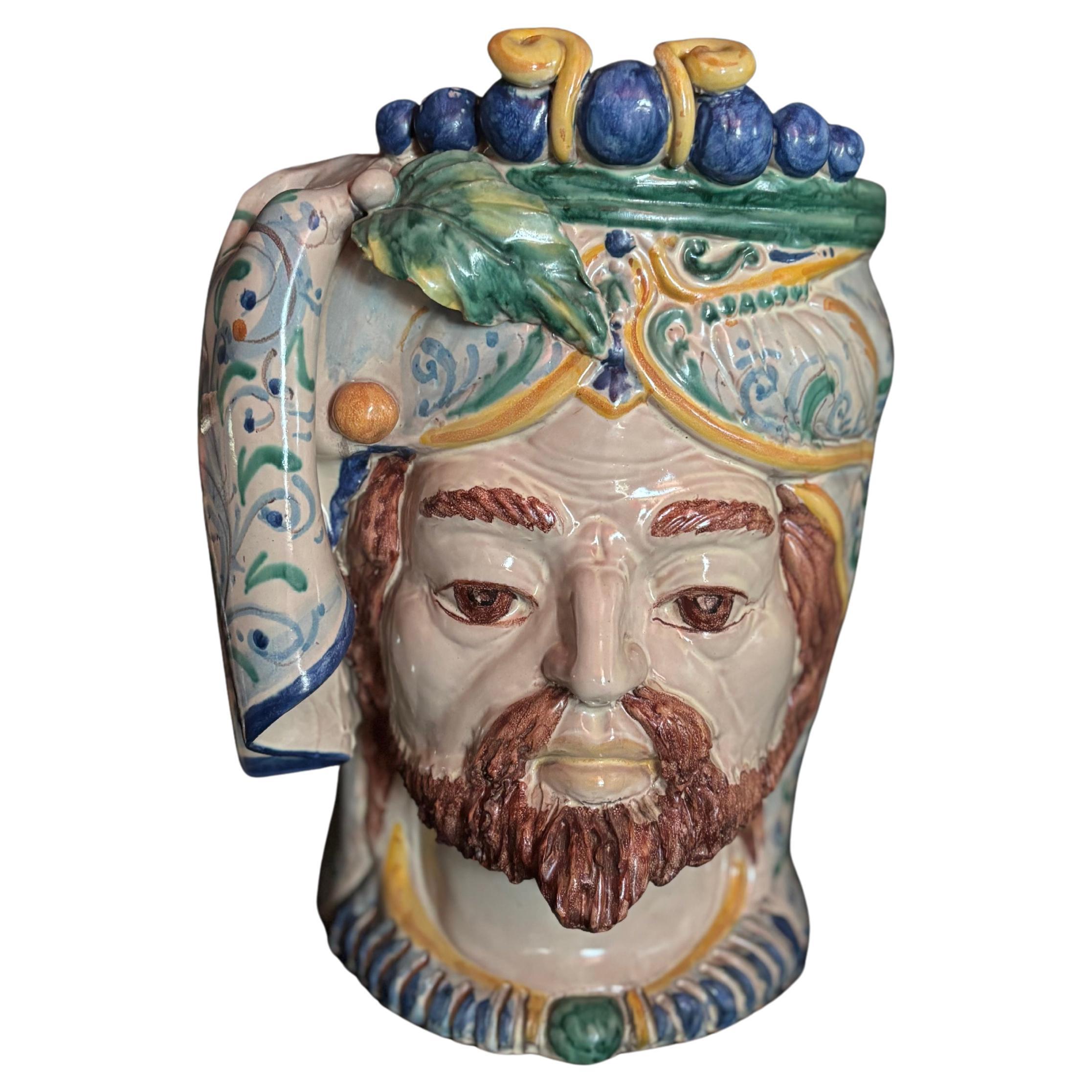 Sicilian kings head terra cotta hand painted
