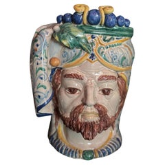 Antique Sicilian kings head terra cotta hand painted