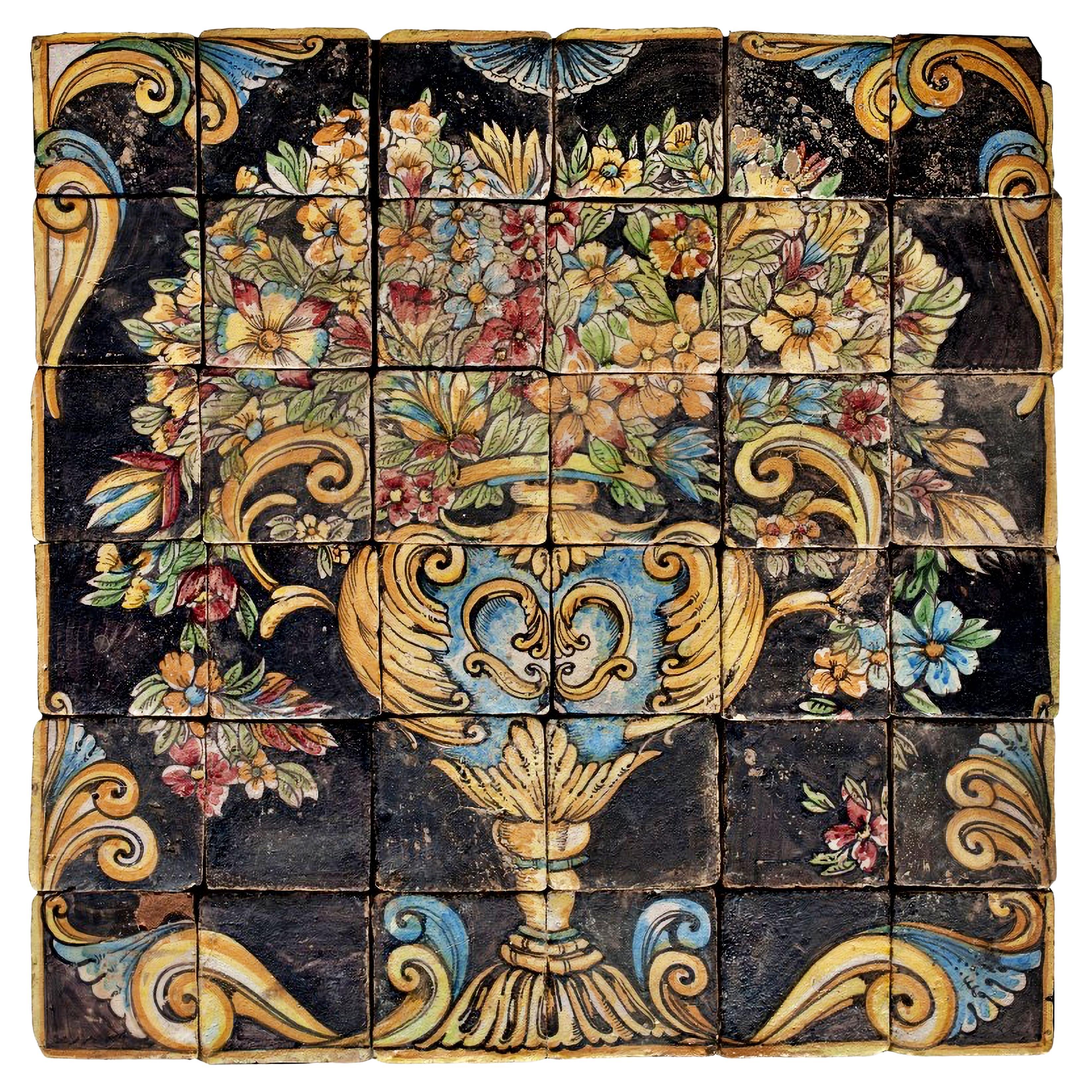 Sicilian Majolica Panel End 19th Century For Sale