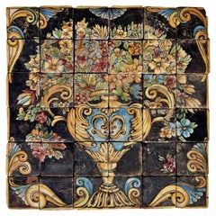 Sicilian Majolica Panel End 19th Century