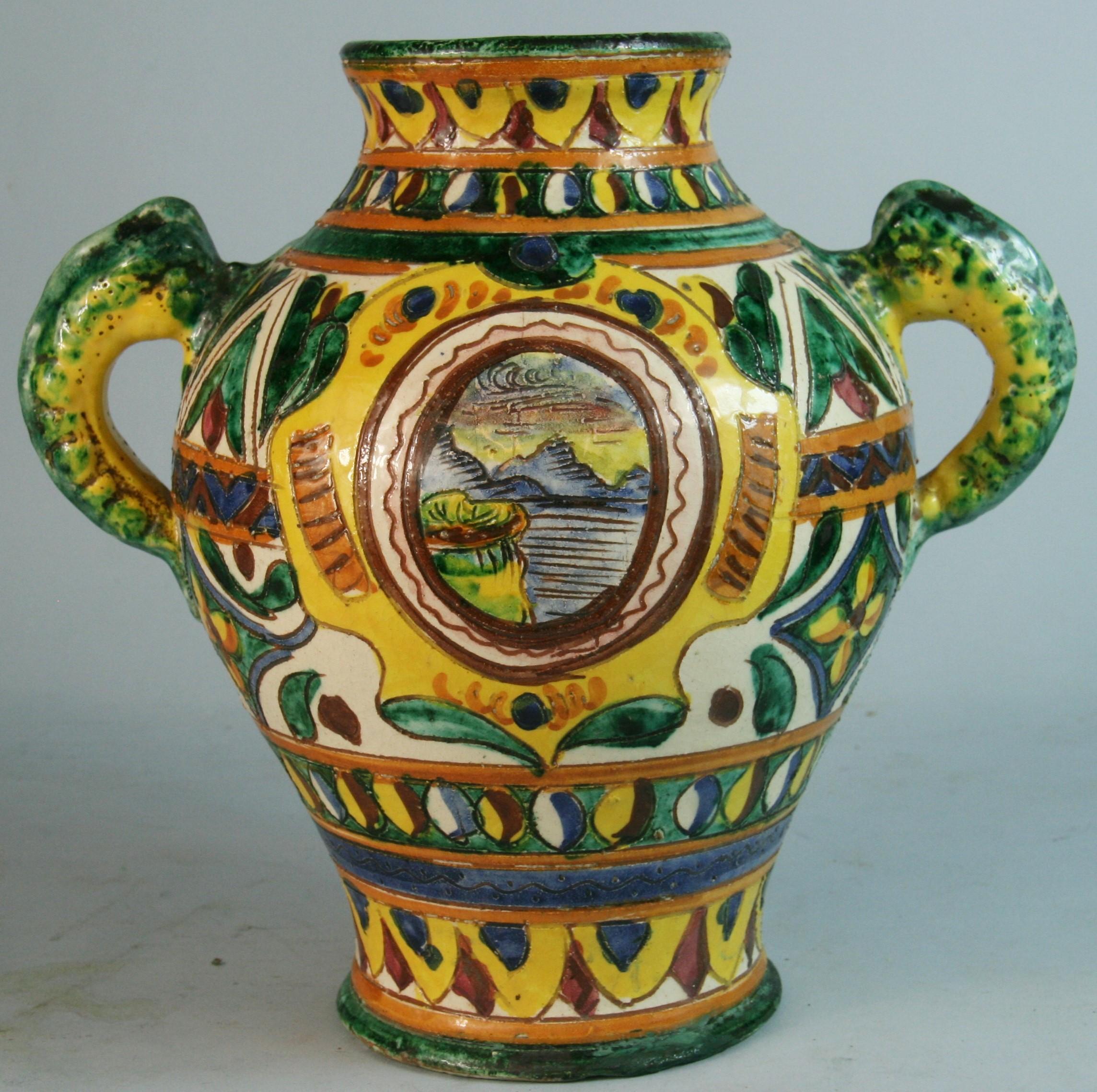 1651 Urna siciliana incisa y pintada a mano