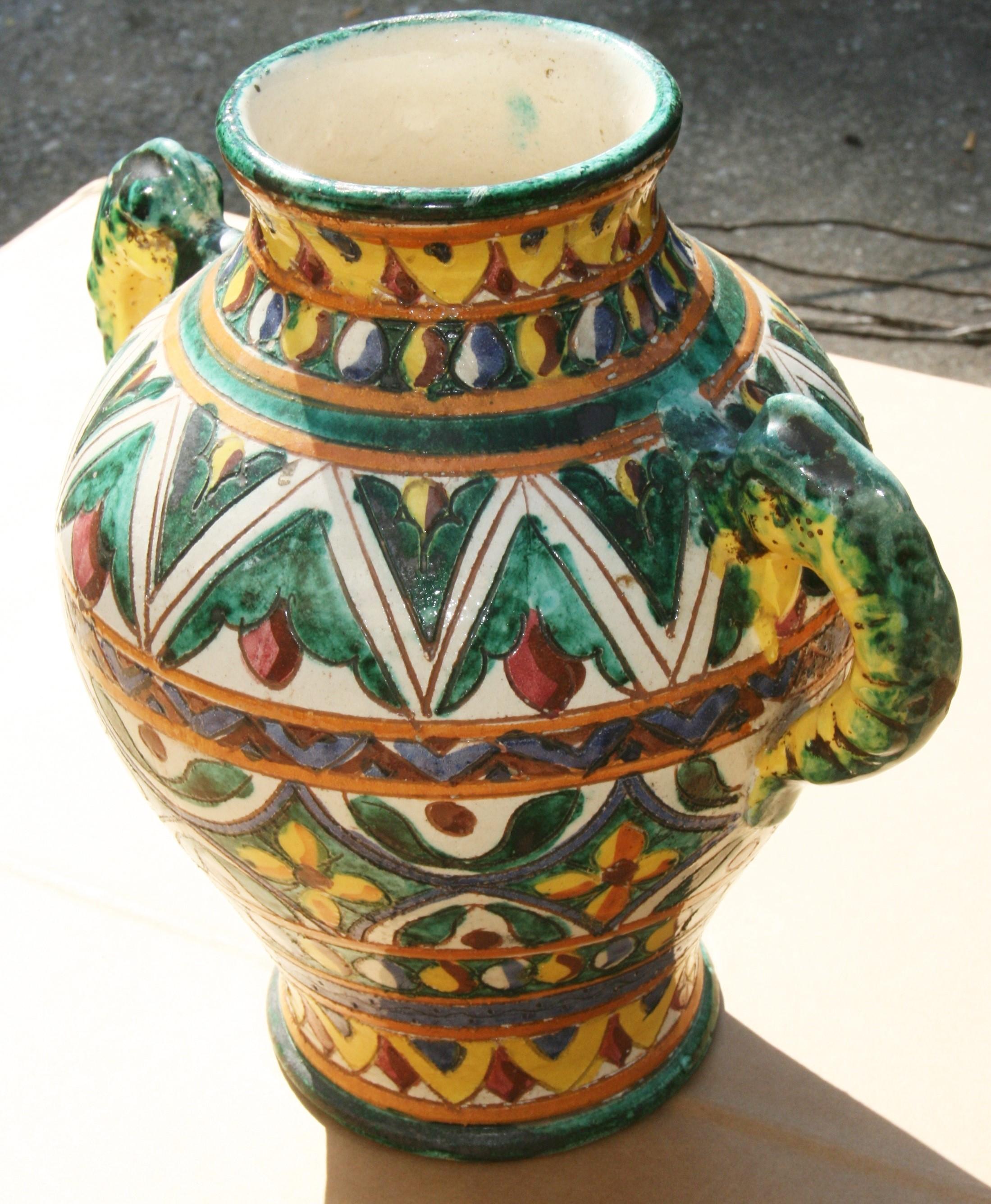 Terre cuite Urne en majolique sicilienne en vente