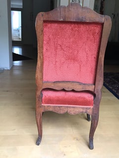 Sicilian Sculpted Armchair Baroque Rococo Italy Throne Shell Walnut Linen Velvet
