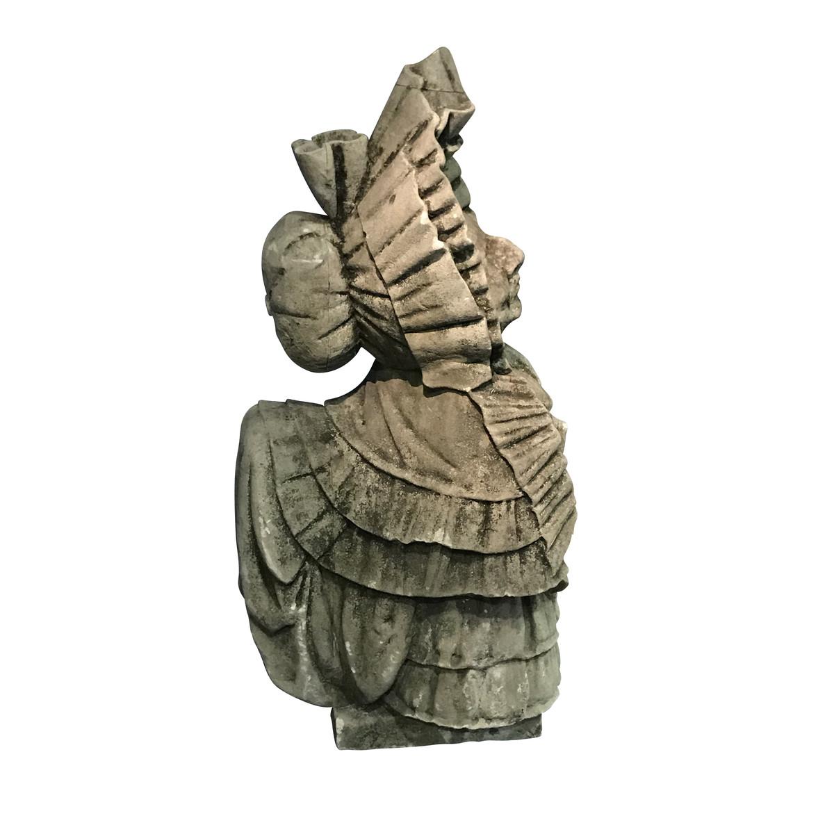 19th century Italian hand carved stone whimsical female gnome figure
Natural patina
carved detailing
Sculptural, looks great from all angles.
 