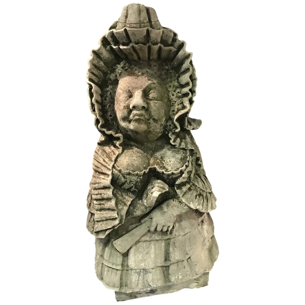 Sicilian Female Figure Stone Gnome, Italy, 19th Century