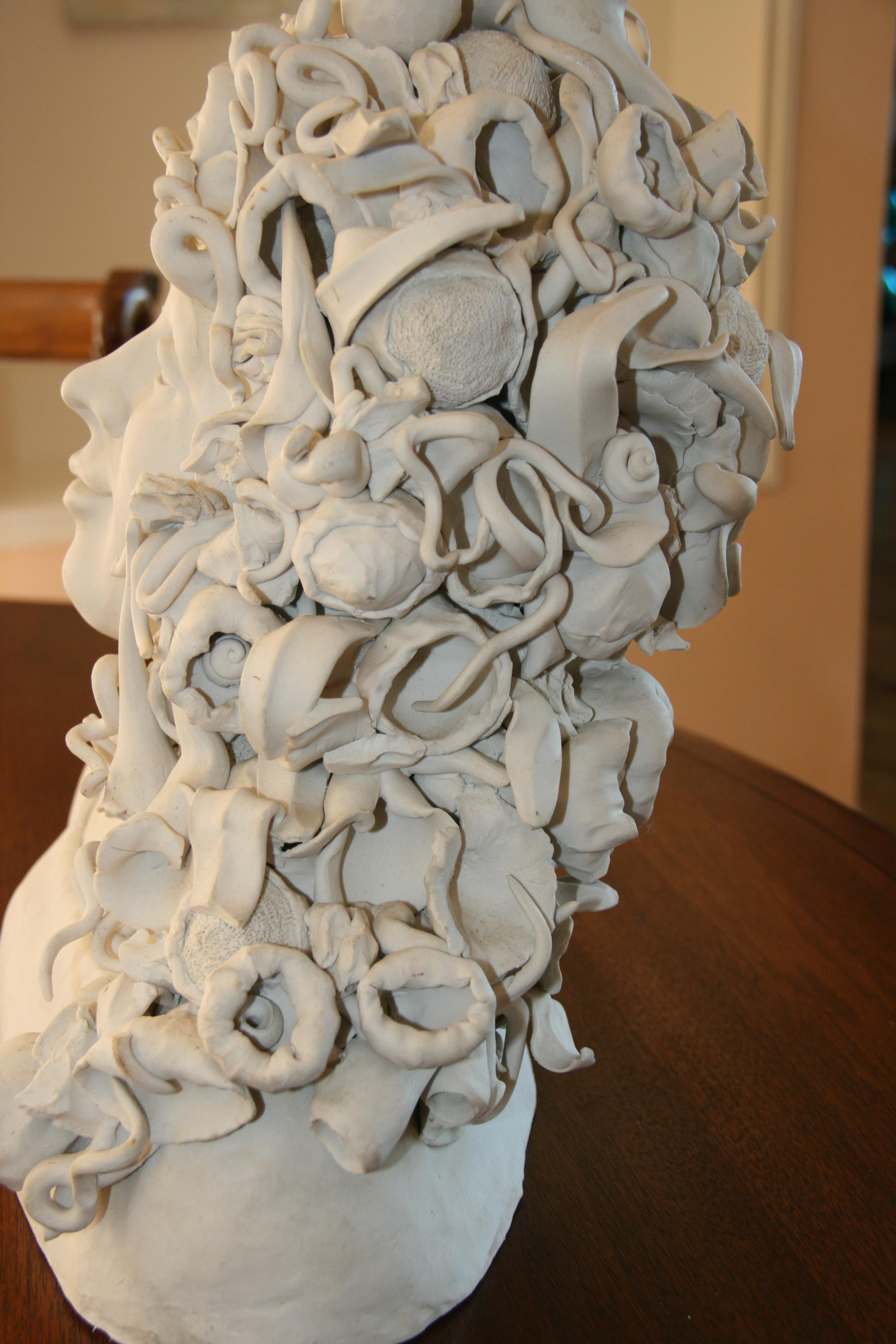 Sicilian Artist Made White Wear Porcelain Medusa Sculpture For Sale 3