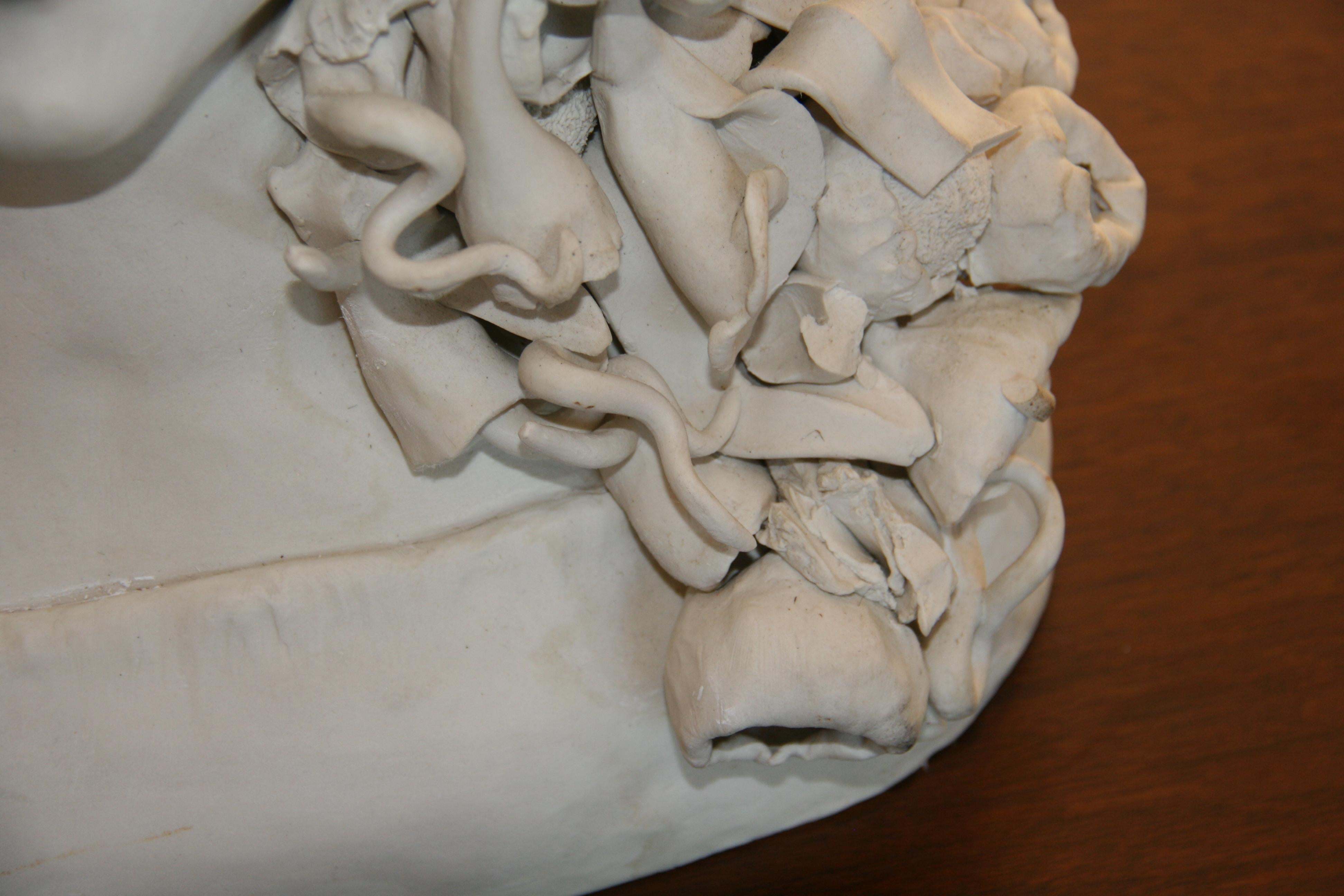 Sicilian Artist Made White Wear Porcelain Medusa Sculpture In Good Condition For Sale In Douglas Manor, NY