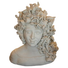 Sicilian Artist Made White Wear Porcelain Medusa Sculpture