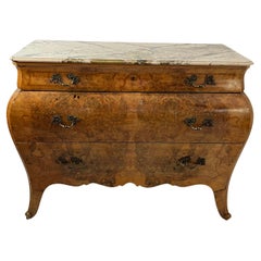Used Sicilian Wooden Chest Of Drawers, Marble Top, 1930s