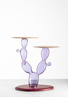 Sicily Handmade Glass and Wood Side Table by Simone Crestani & Giordano Viganò