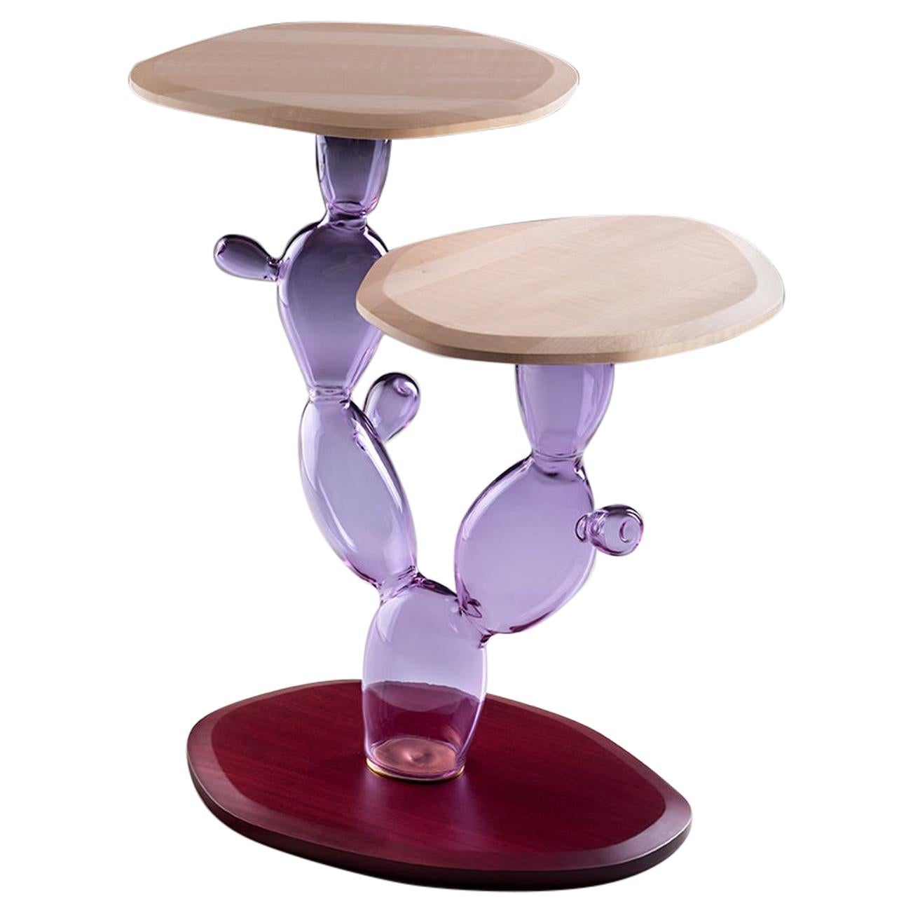 Sicily Handmade Glass and Wood Side Table by Simone Crestani & Giordano Viganò