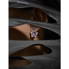 Earrings White Gold White Diamonds Blue Sapphires HandDecorated with Micromosaic