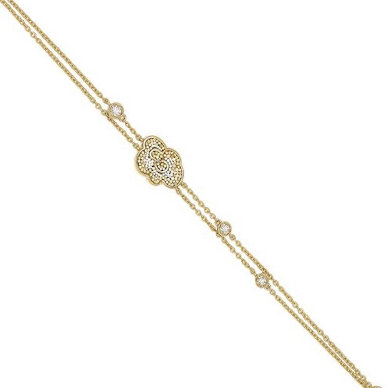 Brilliant Cut Stylish Chain Bracelet Yellow Gold White Diamonds HandDecorated with MicroMosaic For Sale