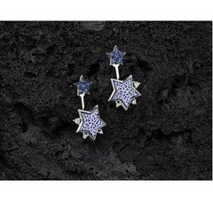 Sicis 18K White Gold Micromosaic Star Earrings with Diamonds & Sapphires
