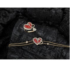 Bague élégante en or rose, diamants blancs et micro-mosaïque décorée à la main, personnalisable