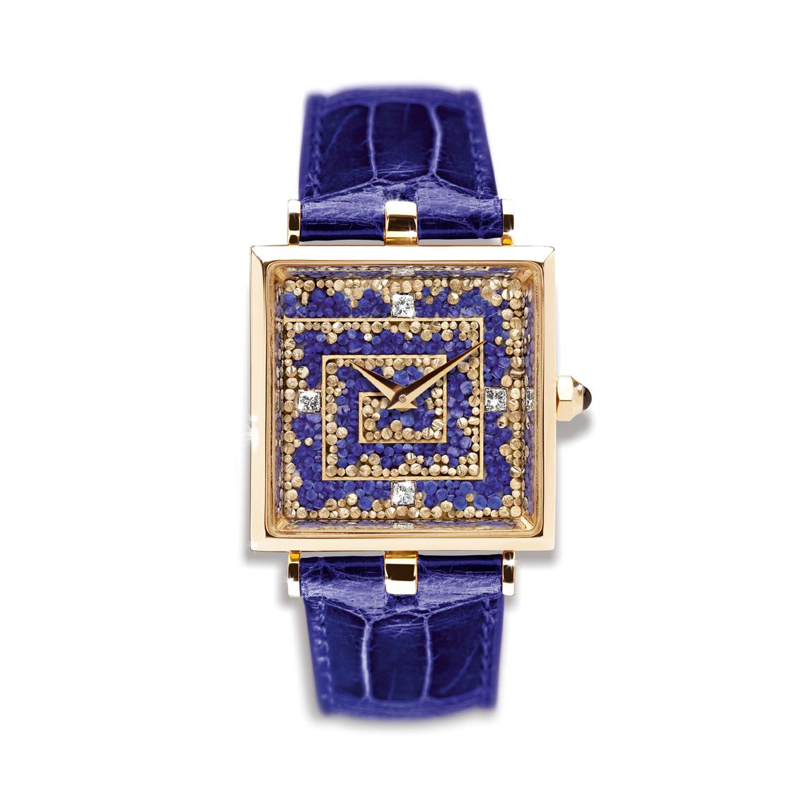Brilliant Cut Sicis Labirinto Micromosaic Diamond Gold Beige Watch For Sale