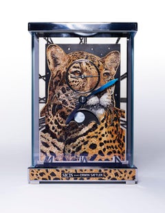 Orologio da tavolo Oro Bianco e Diamanti Neri Jet Erwin Sattler Movimento Micromosaico