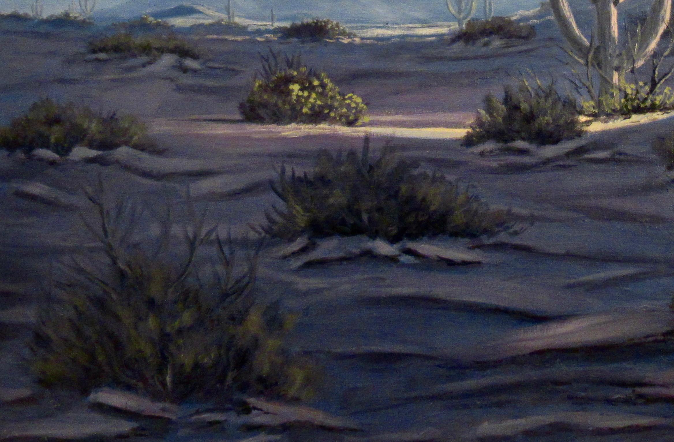 Cerca de Tubac, Arizona - Figurative Painting Marrón de Sid Cedargreen