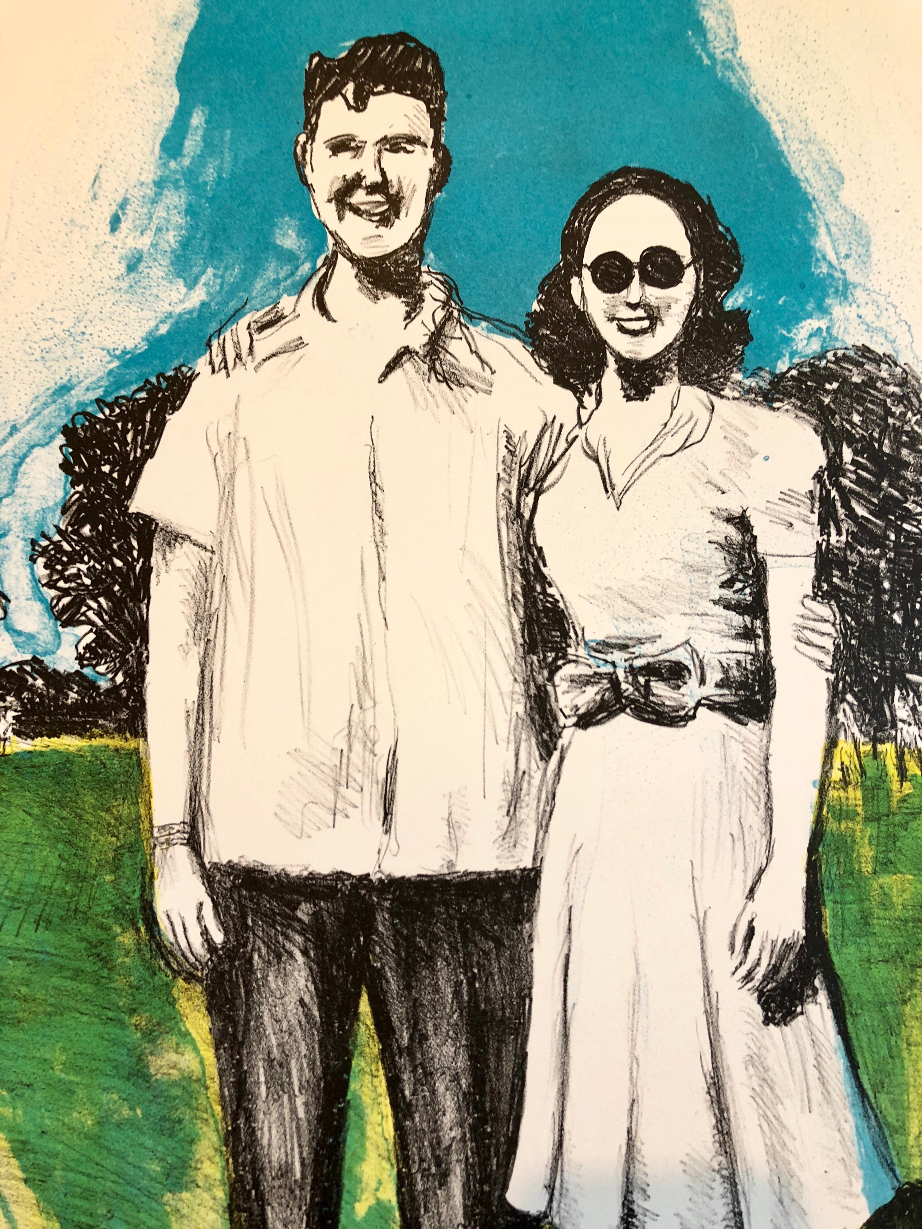 Lithographie d'anniversaire de mariage judaïque de Columbus, Ohio State Art  - Print de Sid Chafetz