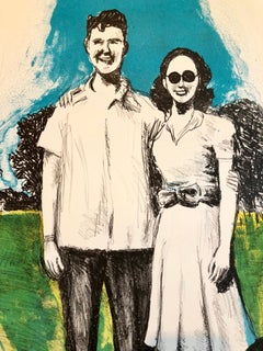 Columbus Ohio State Art Judaica Wedding Anniversary Lithograph Jewish Americana