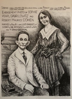 Litografía de boda y compromiso con motivos judaicos del artista estatal de Columbus, Ohio
