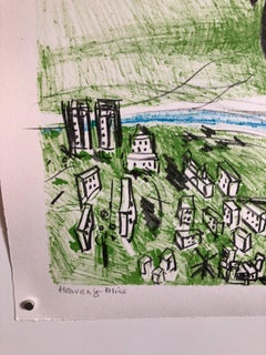 Columbus, Ohio State Artist Lithograph "Heavenly Bliss" Angels, Biplane