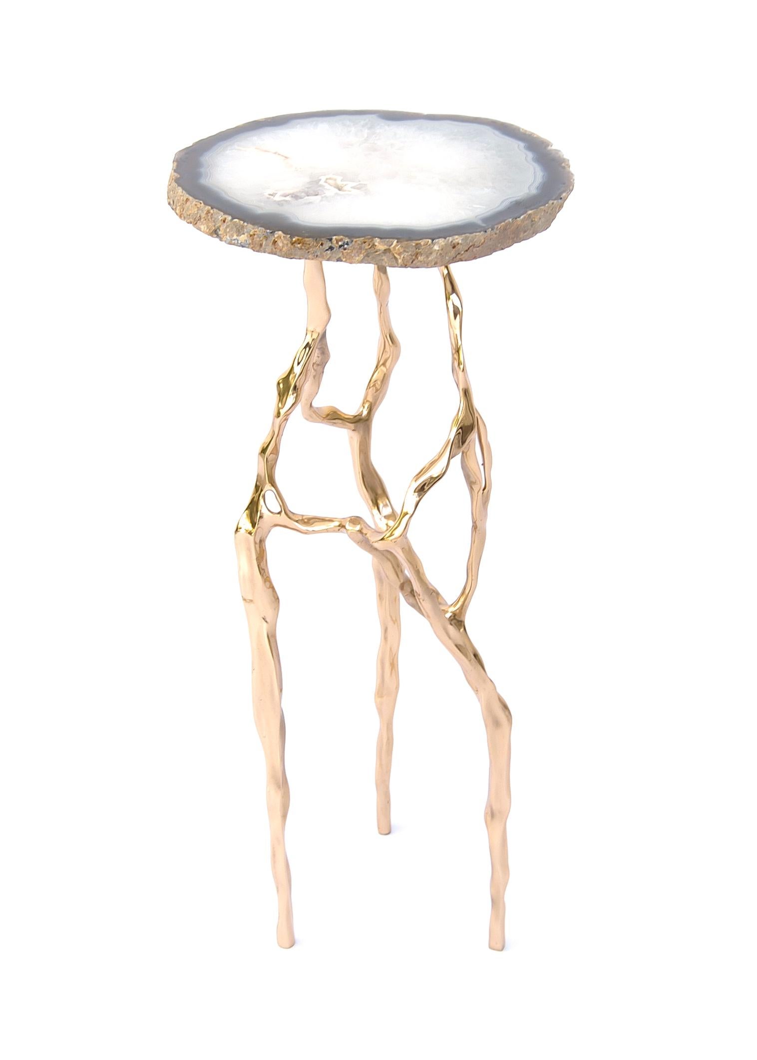 Sid Drink Table with Agate Top by Fakasaka Design In New Condition For Sale In Geneve, CH