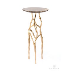 Sid Drink Table with Marrom Imperial Marble Top by Fakasaka Design
