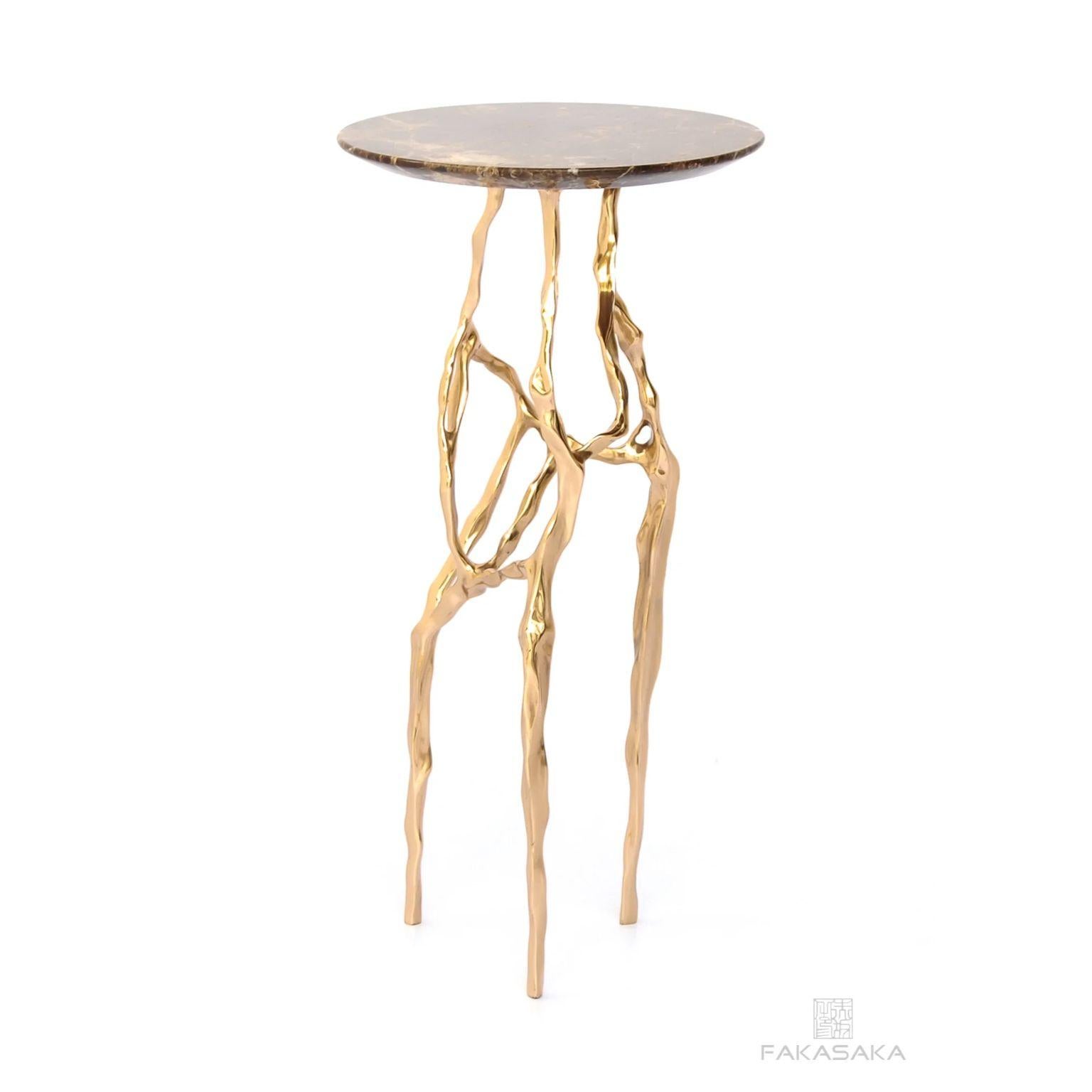 Modern Sid Drink Table with Marrom Imperial Marble Top by Fakasaka Design For Sale